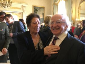 Molly Collins and President Michael D. Higgins.  