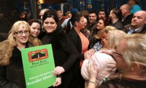 Kathleen Reilly, Kathleen Lawrence and Tracey Reilly among the crowd at Dáil Eireann ©Photo by Derek Speirs 