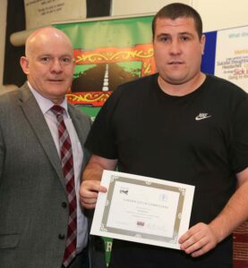  Michael Donnellan, Irish Prison Service with Michael Collins.  ©Photo by Derek Speirs 
